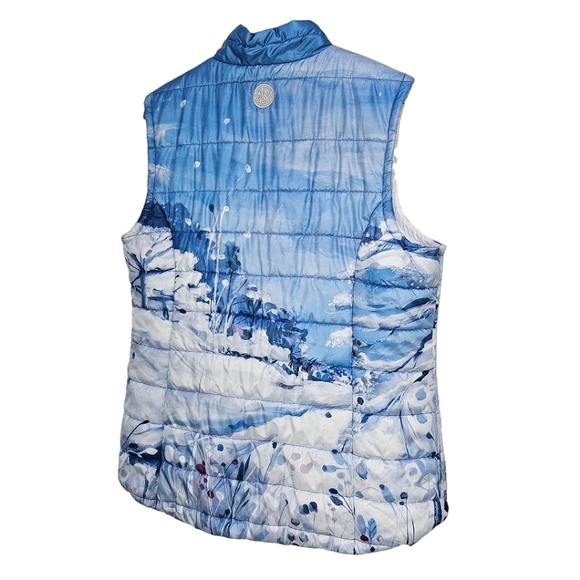 Dolcezza Glacier Bleu Puffer Vest Sz XXL Blue Contemporary Winter Artistic Snow - Picture 4 of 14